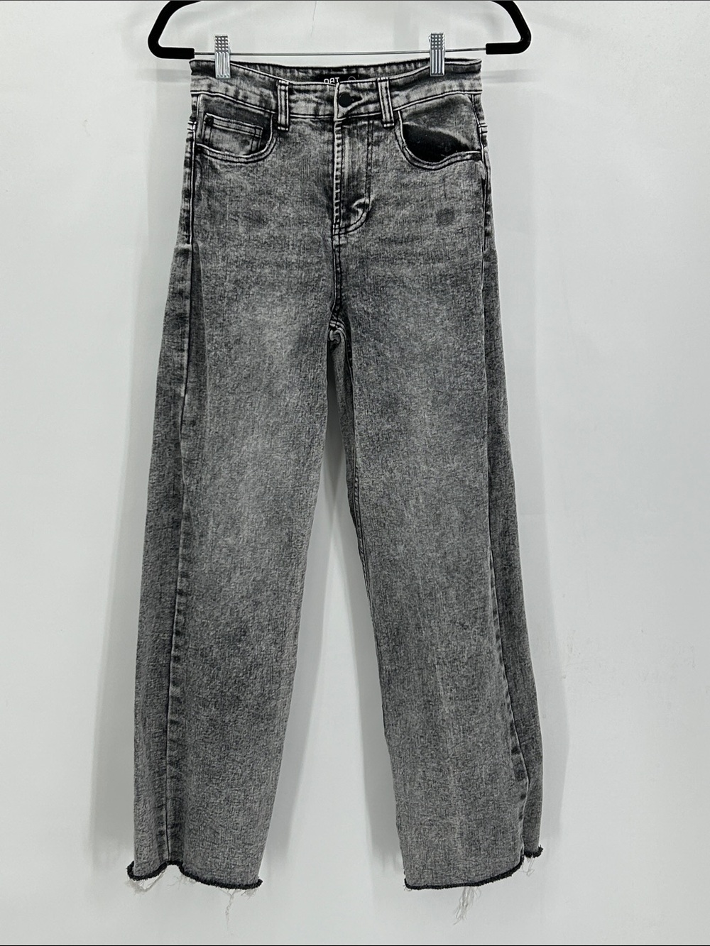 OAT New York High Rise Acid Wash Wide Leg Jean Black Size 0/25